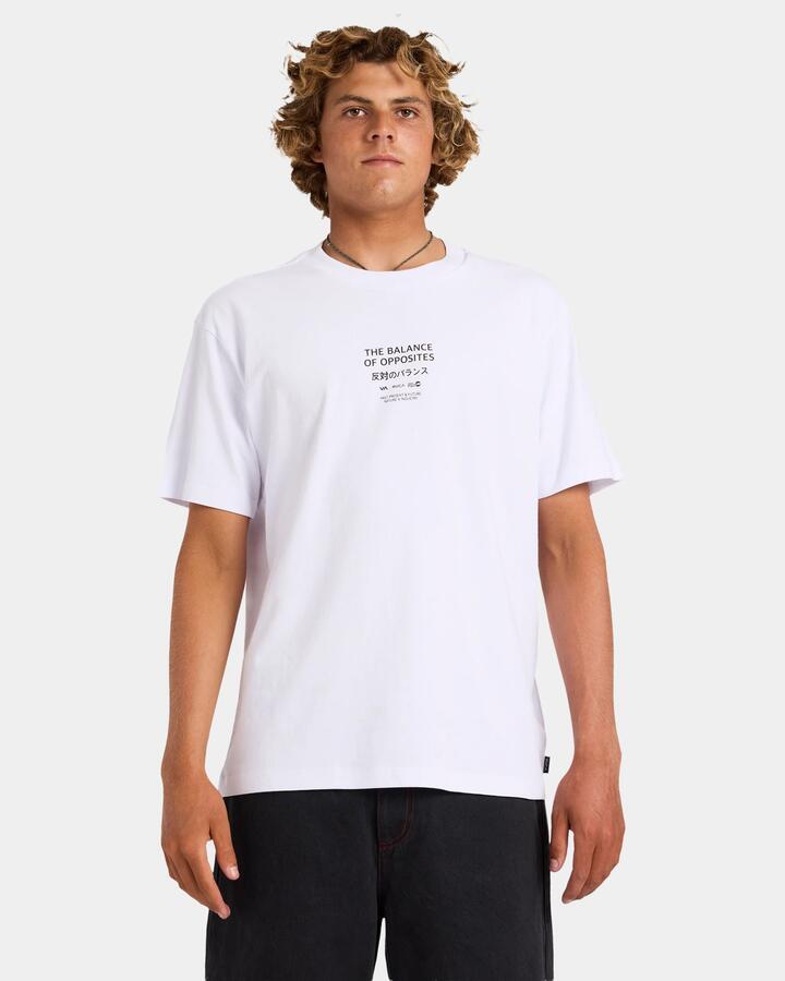 Image of T-Shirts. Product name - Rvca Mens Palm Reel T-Shirt White in White colour by brand - Rvca