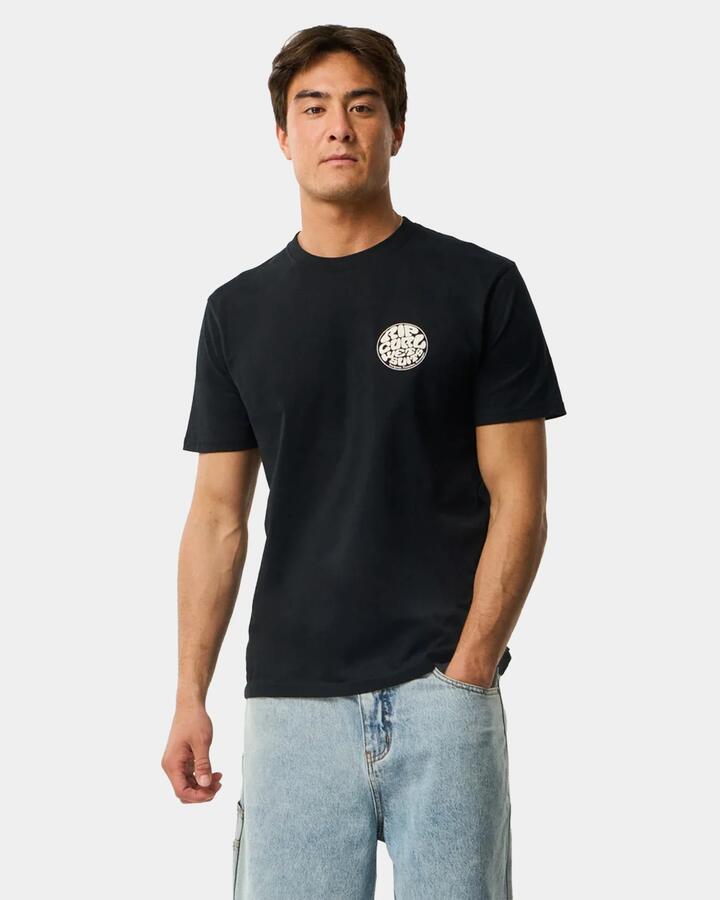 Image of T-Shirts. Product name - Rip Curl Mens Wettie Icon T-Shirt Black in Black colour by brand - Rip Curl