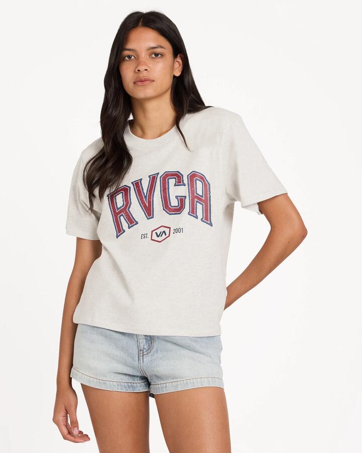 Image of T-Shirts. Product name - Rvca Womens Dial Up Easy T-Shirt Grey Marle in Grey Marle colour by brand - Rvca