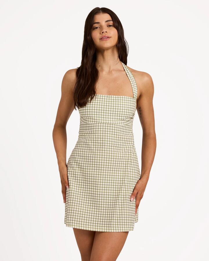 Image of Dresses. Product name - Billabong Womens Break Line Mini Dress Salt Crystal in Salt Crystal colour by brand - Billabong