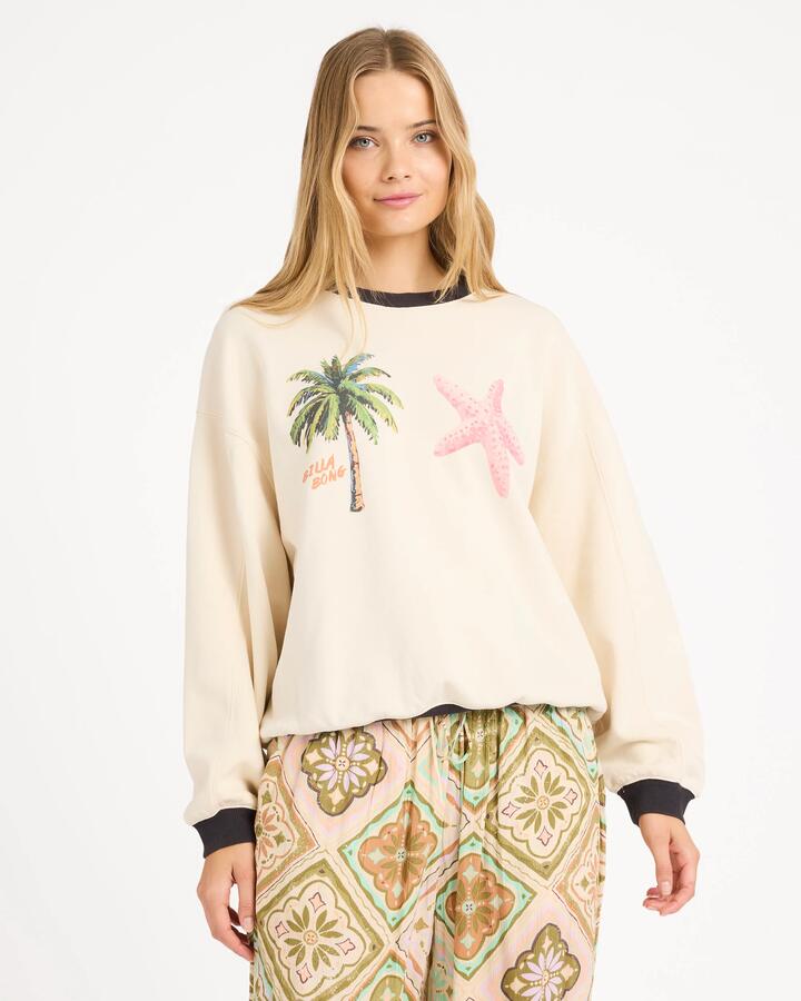 Image of Accessories. Product name - Billabong Womens Fun Paradise Kendal Crew Neck Whitecap in Whitecap colour by brand - Billabong
