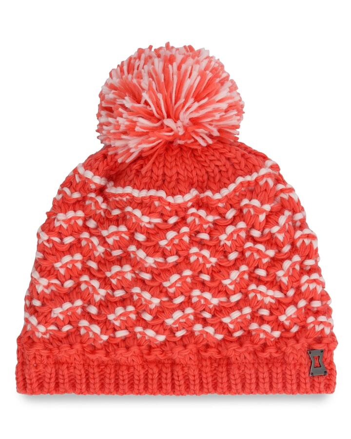 Image of Hats. Product name - Spyder Womens Brrr Berry Pom Beanie Coral Haze in Coral Haze colour by brand - Spyder