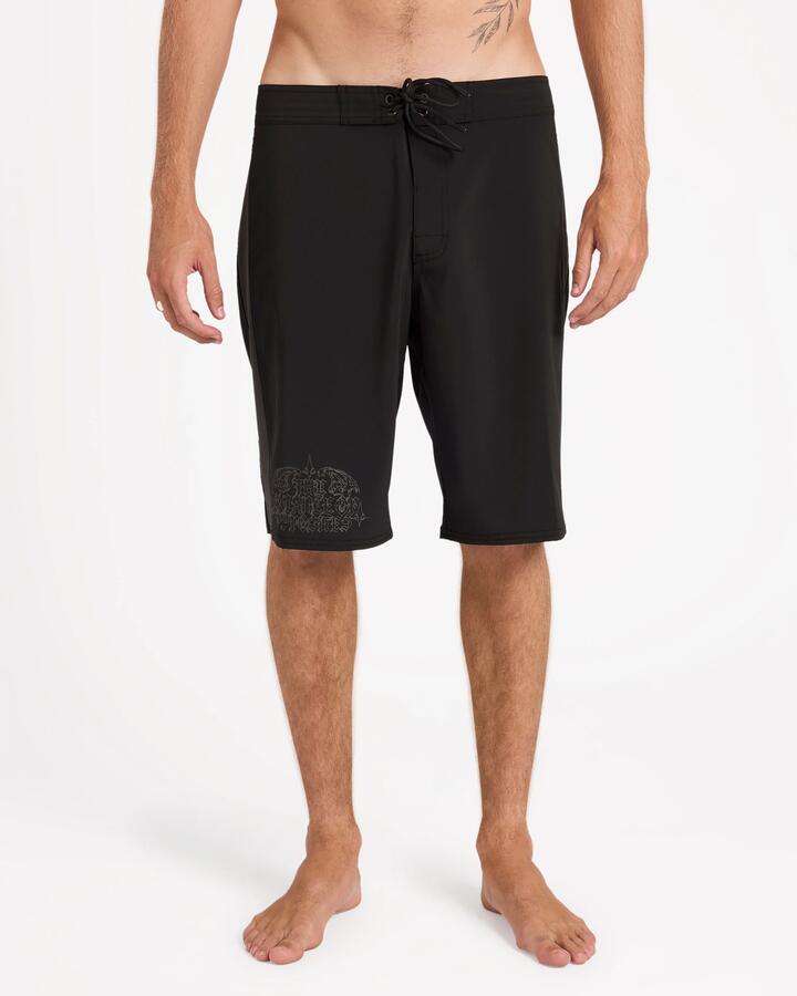 Image of Swimwear. Product name - Rvca Mens Thrashed Wings 22" Boardshorts Black in Black colour by brand - Rvca