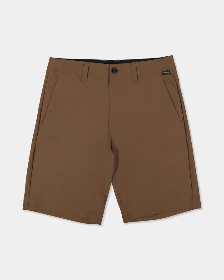 Image of a model wearing Shorts. Product name - Volcom Mens Frickin Cross Shred 20" Walkshorts Brown Stone in Brown Stone colour by brand - Volcom