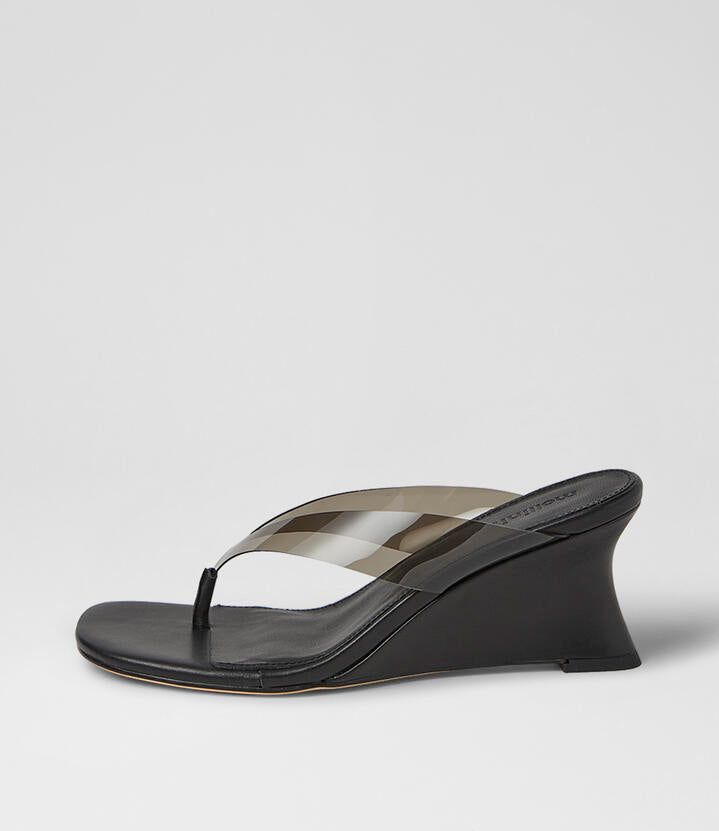 Image of Sandals. Product name - Fixen Black Vinylite Leather Sandals in Black colour by brand - MOLLINI
