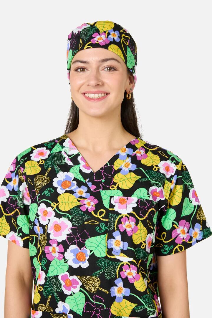 Image of Hats. Product name - Blossom Boulevard Scrub Hat in Black colour by brand - Gorman