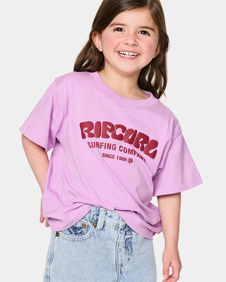 Image of T-Shirts. Product name - Rip Curl Girls 2-7 Surf Puff Standard T-Shirt Bright Lilac in Bright Lilac colour by brand - Rip Curl
