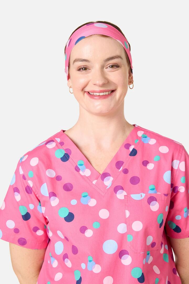 Image of Hair Accessories. Product name - Polka Dots Scrub Headband in Pink colour by brand - Scrubs With Love
