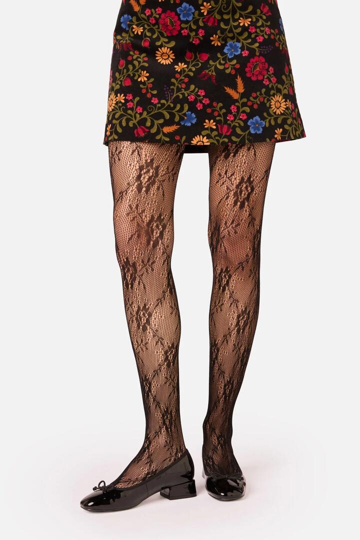 Image of Lingerie. Product name - Rose Fishnet Tights in Black colour by brand - Princess Highway