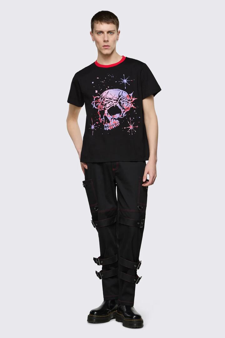 Image of T-Shirts. Product name - Trad Emo Heart Graphic T-Shirt in Black colour by brand - Black Friday