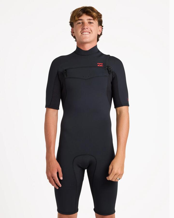 Image of Swimwear. Product name - Billabong Mens 2/2 Absolute Ultra Chest Zip Springsuit Black in Black colour by brand - Billabong