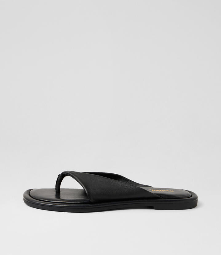 Image of Sandals. Product name - Malune Black Leather Sandals in Black colour by brand - MOLLINI