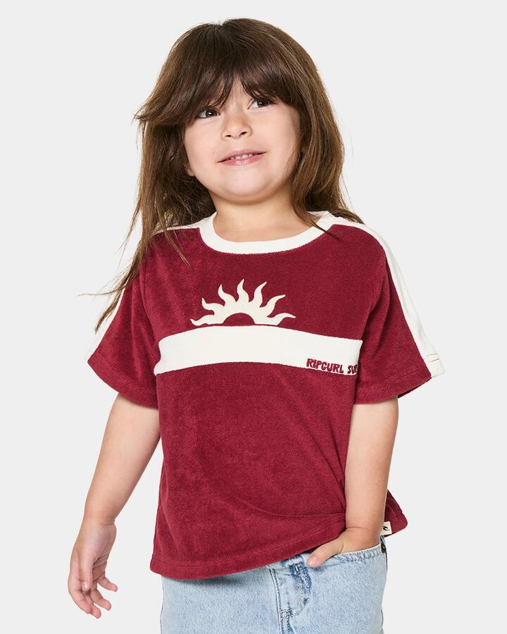 Image of T-Shirts. Product name - Rip Curl Girls 2-7 Road Trip Terry T-Shirt Plum in Plum colour by brand - Rip Curl