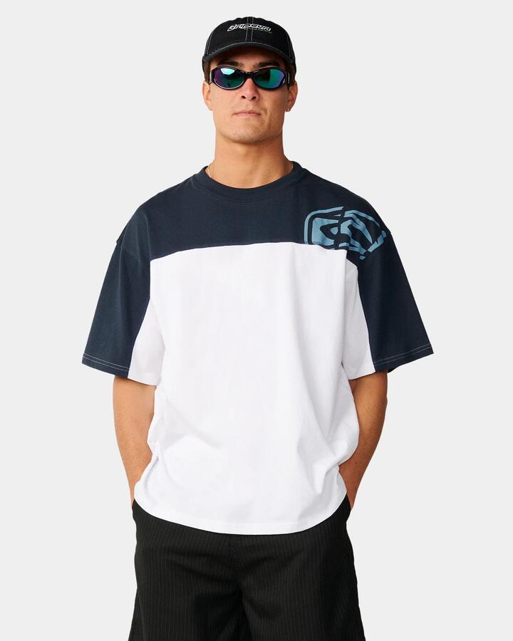 Image of T-Shirts. Product name - Rip Curl Mens Archive Thrashed Panel T-Shirt White in White colour by brand - Rip Curl