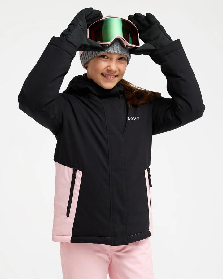 Image of Coats & Jackets. Product name - Roxy Girls 8-16 Snowflare Girl Snow Jacket True Black in True Black colour by brand - Roxy
