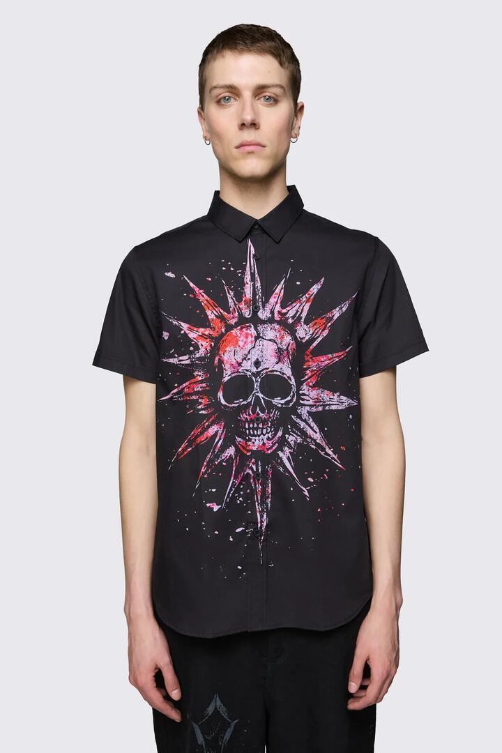 Image of Shirts. Product name - Trad Emo Skull Shirt in Black colour by brand - Black Friday
