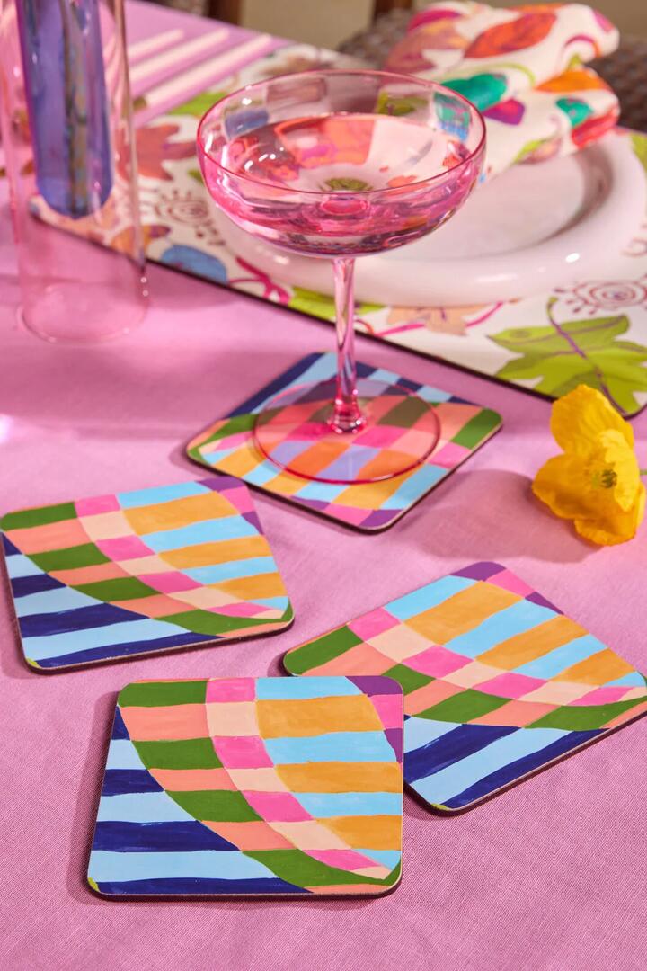 Image of Kitchen & Dining. Product name - Pop Botanical Coaster Set 4 in Print colour by brand - Gorman