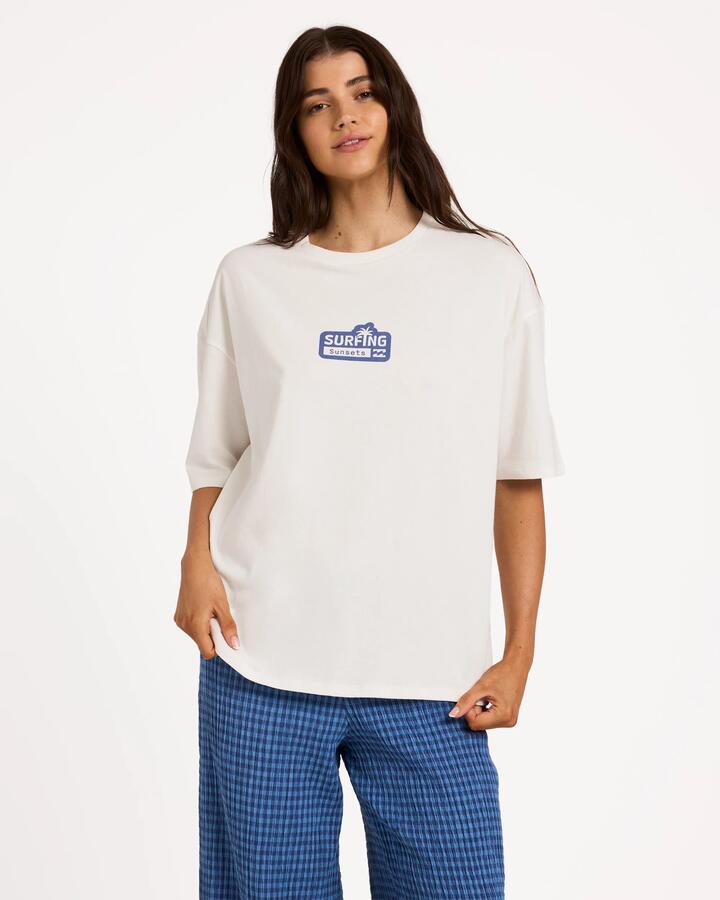 Image of T-Shirts. Product name - Billabong Womens Sunsets T-Shirt Salt Crystal in Salt Crystal colour by brand - Billabong