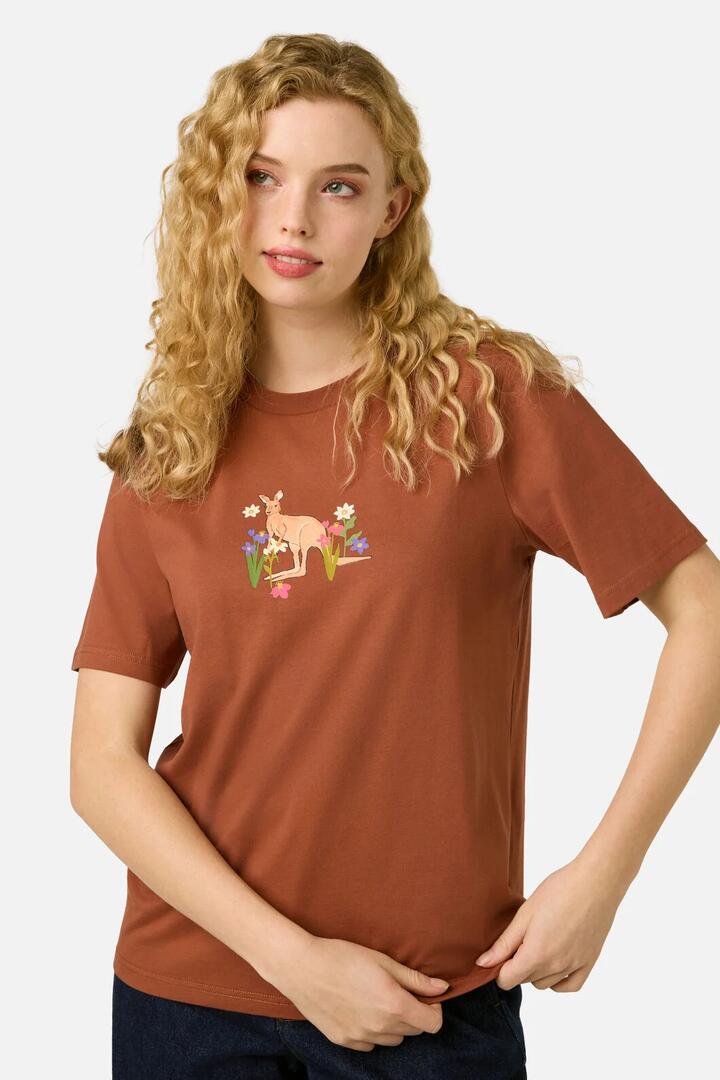 Image of T-Shirts. Product name - Kangaroo Relaxed Tee in Rust colour by brand - Princess Highway