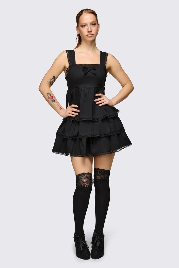 Image of Socks. Product name - Long Lace Top Sock in Black colour by brand - Dangerfield