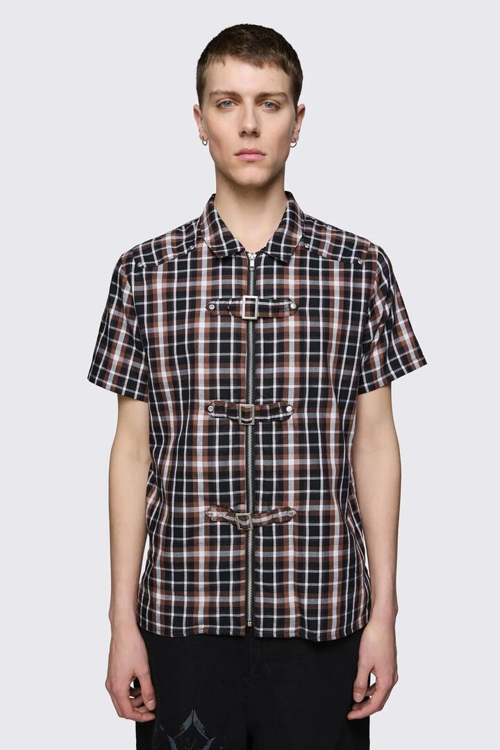 Image of Shirts. Product name - Archangel Tartan Shirt in Brown colour by brand - Dangerfield