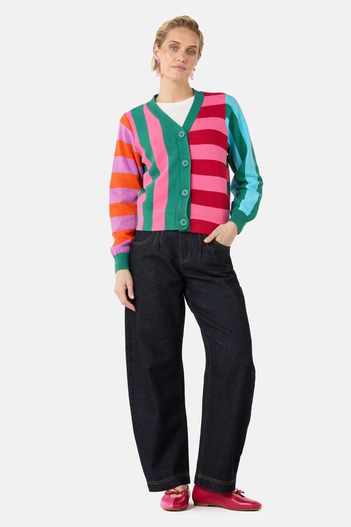Image of Cardigans. Product name - Stripe It Up Cardigan in Stripe colour by brand - Gorman