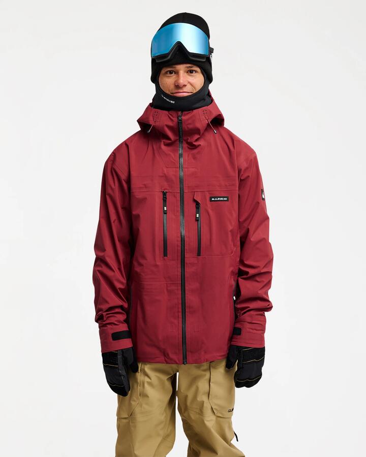Image of Coats & Jackets. Product name - Quiksilver Mens Highline Pro 3L Gore-Tex Snow Jacket Oxblood Red in Oxblood Red colour by brand - Quiksilver