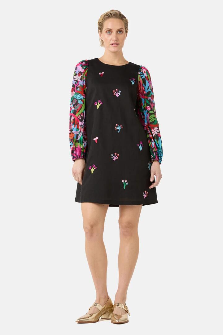 Image of Dresses. Product name - Wild Garden Shift Dress in Black colour by brand - Gorman