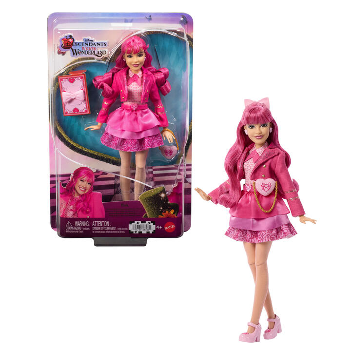 Image of Dolls. Product name - Disney Descendants: Wicked Wonderland Doll Pink Sister of Red & Daughter of Queen of Hearts in colour by brand - Disney Descendants
