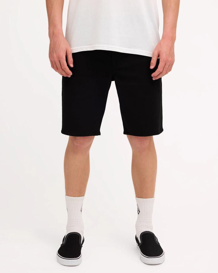 Image of a model wearing Shorts. Product name - Volcom Mens Modown Twill Shorts Black in Black colour by brand - Volcom