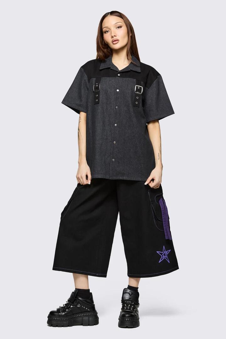 Image of Jeans. Product name - Hot Issue Denim Shirt in Black colour by brand - Black Friday