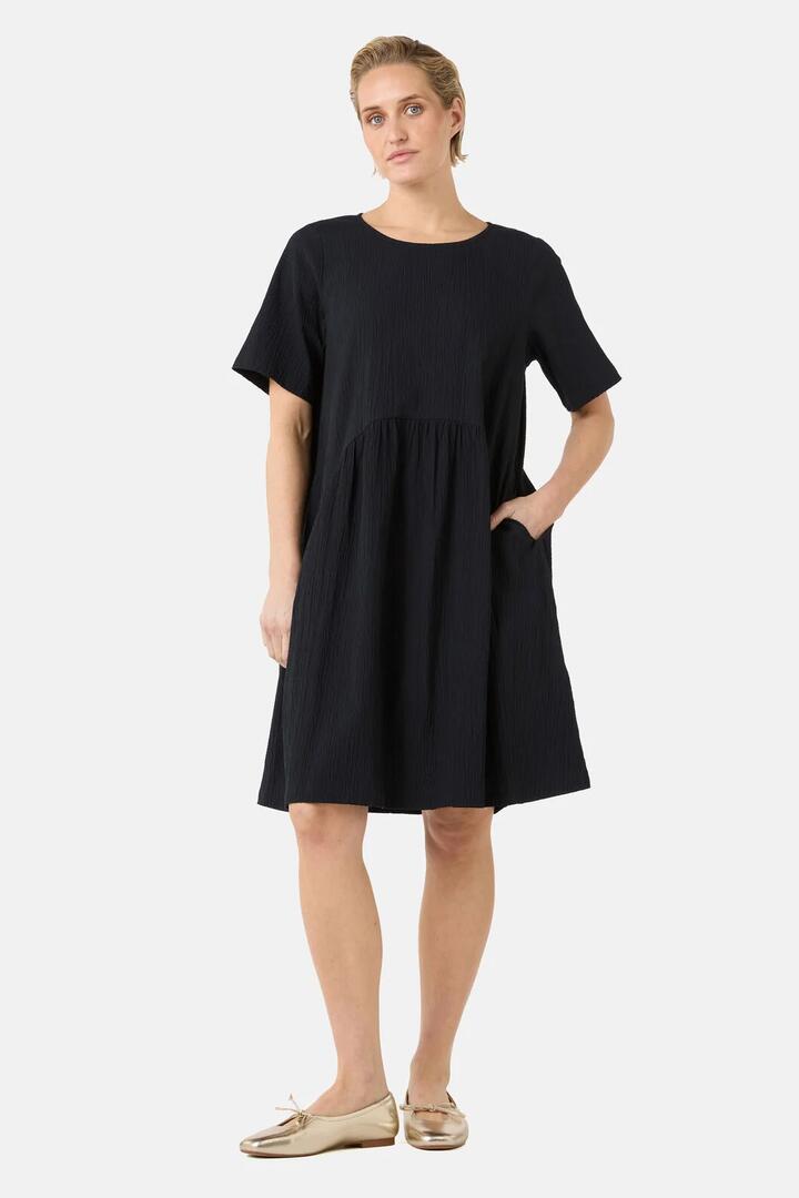 Image of Dresses. Product name - Calliope Seersucker Tulip Dress in Black colour by brand - Gorman