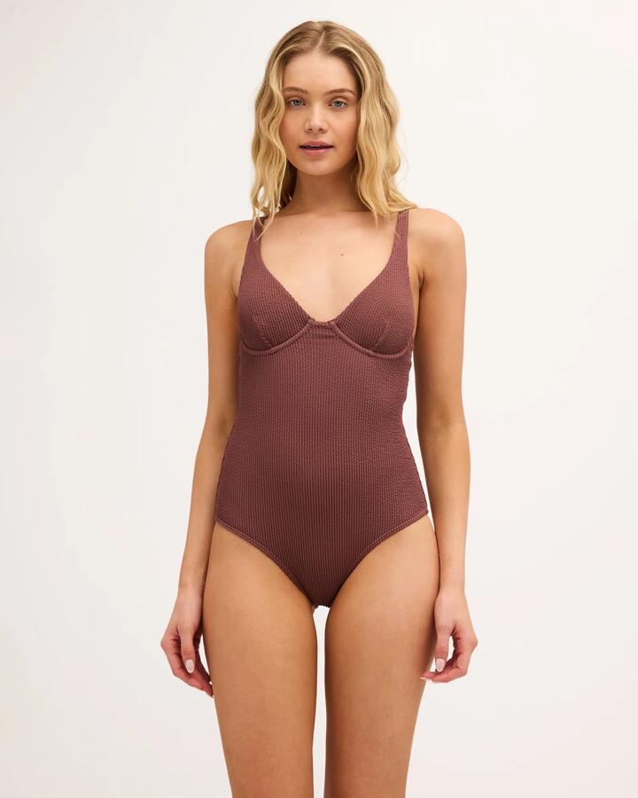 Image of Swimwear. Product name - Billabong Womens Summer Hi Ruby One Piece Swimsuit Espresso in Espresso colour by brand - Billabong