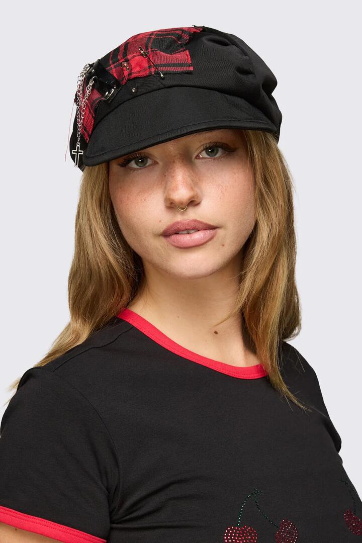 Image of Charms. Product name - Patch Charm Page Hat in Black colour by brand - Dangerfield