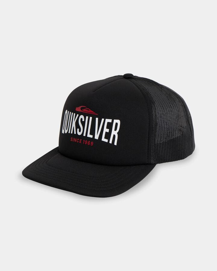 Image of Hats. Product name - Quiksilver Boys 8-16 Classic Foam Art Trucker Cap Black in Black colour by brand - Quiksilver