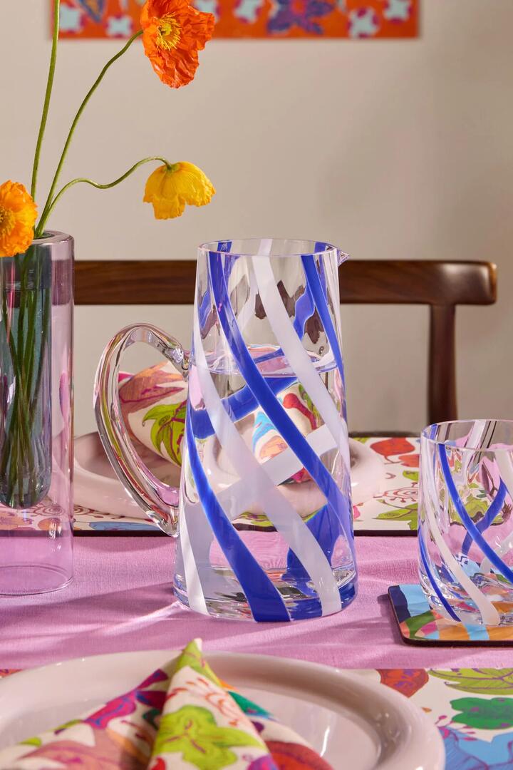 Image of Kitchen & Dining. Product name - Swirl Jug Blue in Multi colour by brand - Gorman
