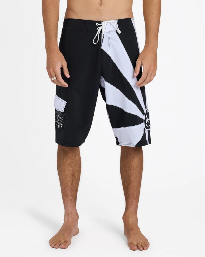 Image of Swimwear. Product name - Billabong Mens Ai Rising Sun Pro 22" Boardshorts Black/White in Black/White colour by brand - Billabong
