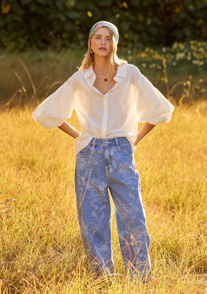 Image of Jeans. Productname: Elodie Denim Barrel Pants in Indigo colour by brand - MOS The Label