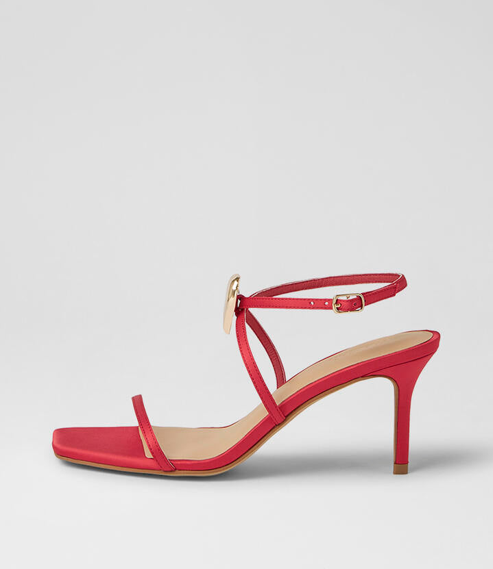 Image of Sandals. Product name - Piety Red Satin Sandals in Red colour by brand - MOLLINI