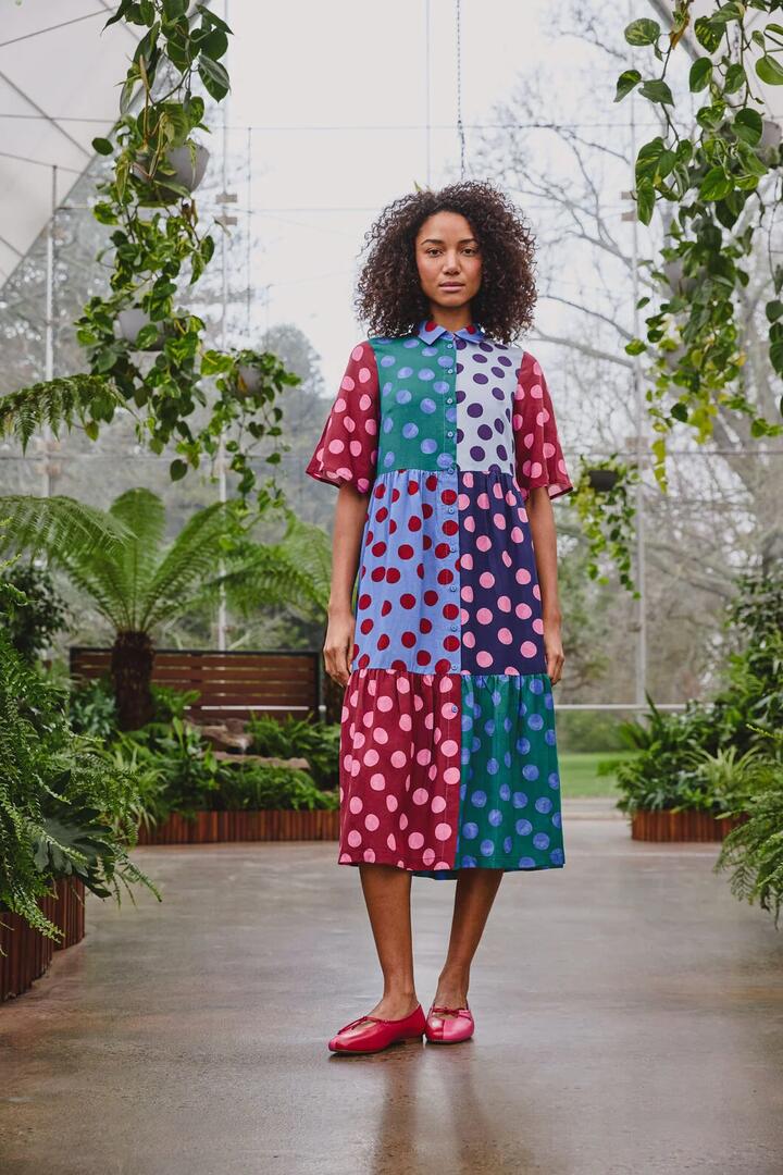 Image of Dresses. Product name - On The Dot Spliced Dress in Print colour by brand - Gorman