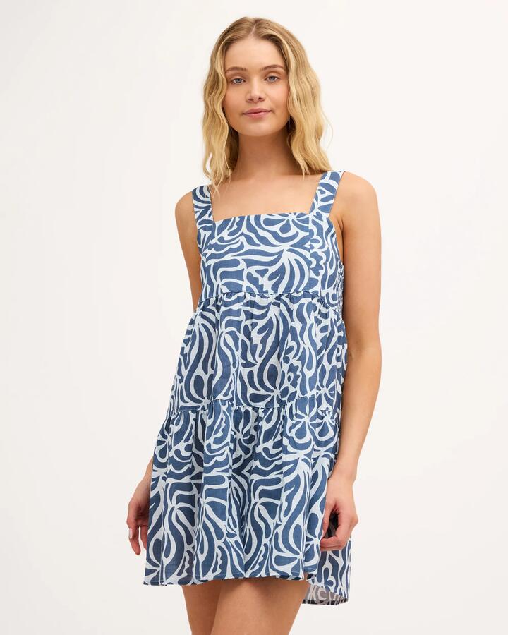Image of Dresses. Product name - Billabong Womens Oasis Mini Dress Dusk Blue in Dusk Blue colour by brand - Billabong
