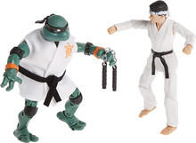 Image of Action Figures. Product name - TMNT VS Cobra Kai 2-Pack 6" Figure Mikey Vs Danny Larusso in colour by brand - TMNT