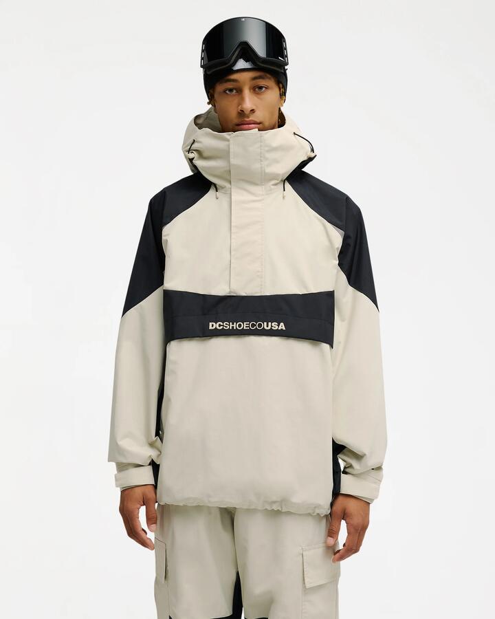 Image of a model wearing Outerwear. Product name - DC Shoes Mens Mt Lab Anorak 10K Snow Jacket Oatmeal in Oatmeal colour by brand - DC Shoes