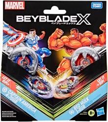 Image of Action Figures. Product name - Beyblade X Captain America and Red Hulk Multipack Set in colour by brand - Toymate