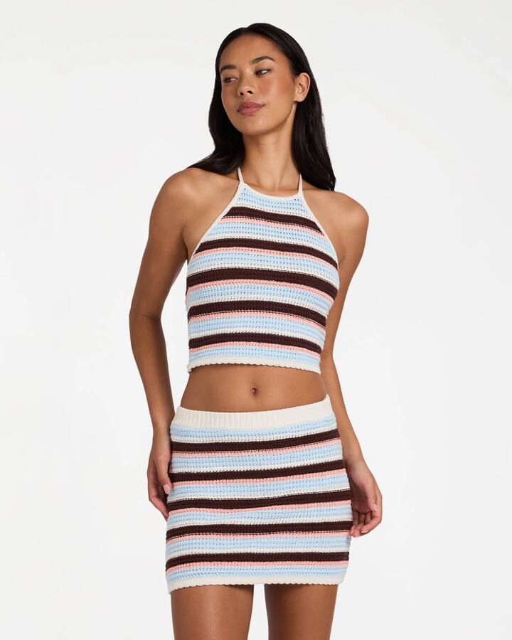 Image of a model wearing Tops. Product name - Surf Dive 'n Ski Womens Beach Crush Tank Top Salt Crystal in Salt Crystal colour by brand - Surf Dive 'n Ski
