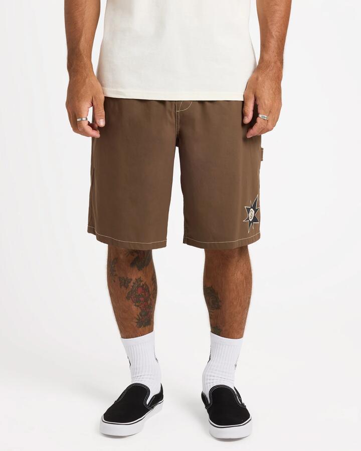 Image of a model wearing Shorts. Product name - Surf Dive 'n Ski Mens Disturb Short 21" Shorts Brown Stone in Brown Stone colour by brand - Surf Dive 'n Ski