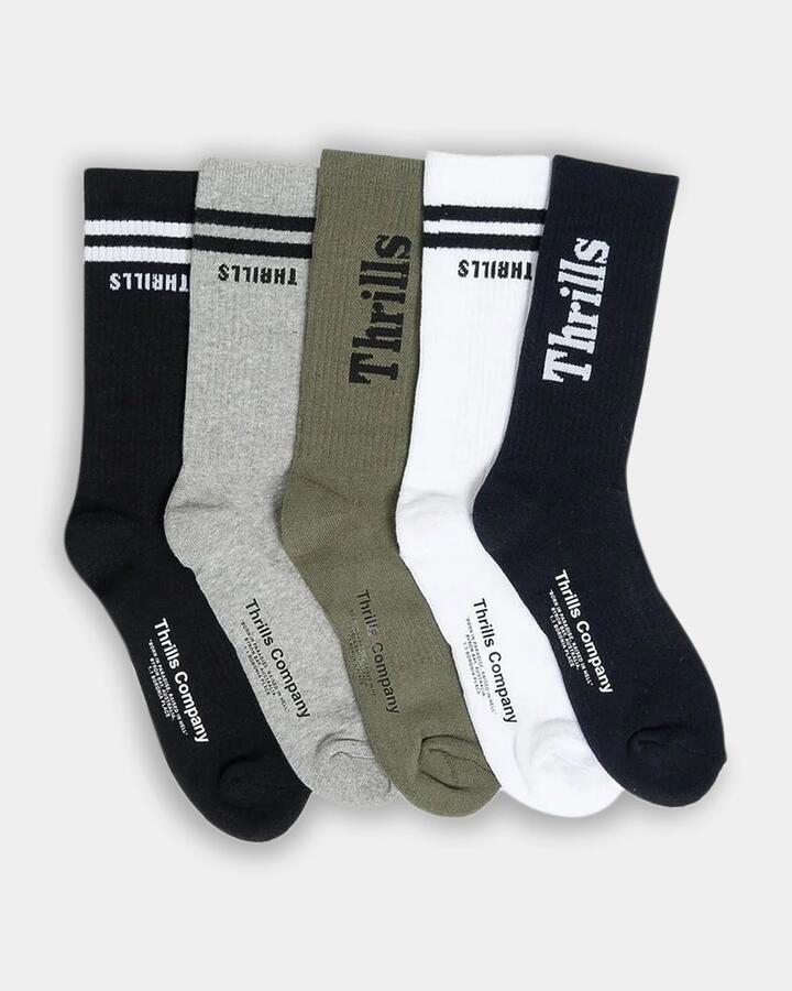 Image of Socks. Product name - Thrills Mens Minimal Thrills 5 Pack Socks Multi in Multi colour by brand - Thrills