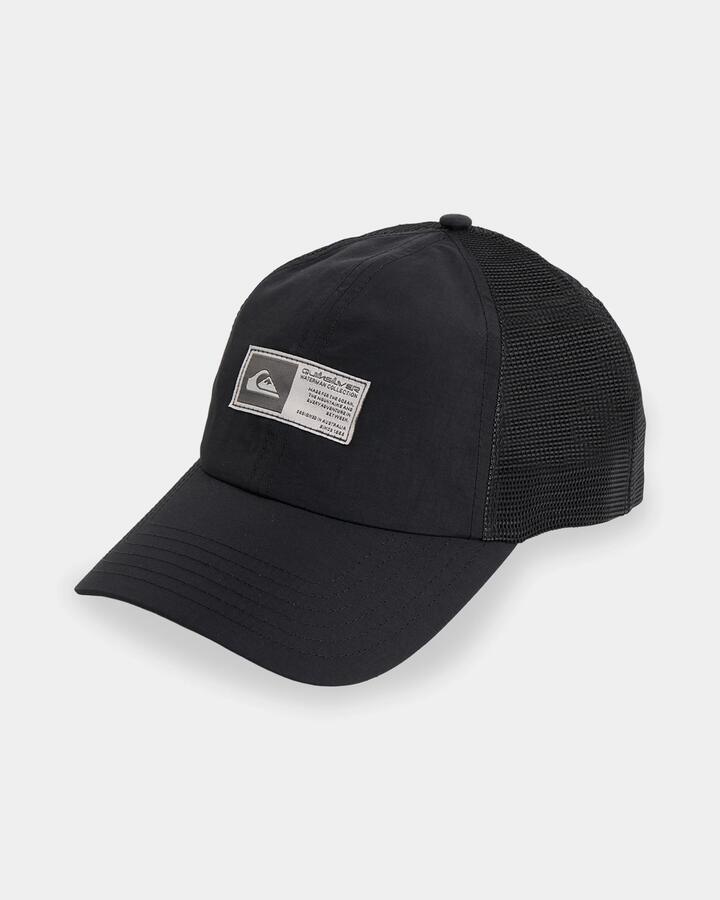 Image of Hats. Product name - Quiksilver Mens Marine Trucker Cap Black in Black colour by brand - Quiksilver