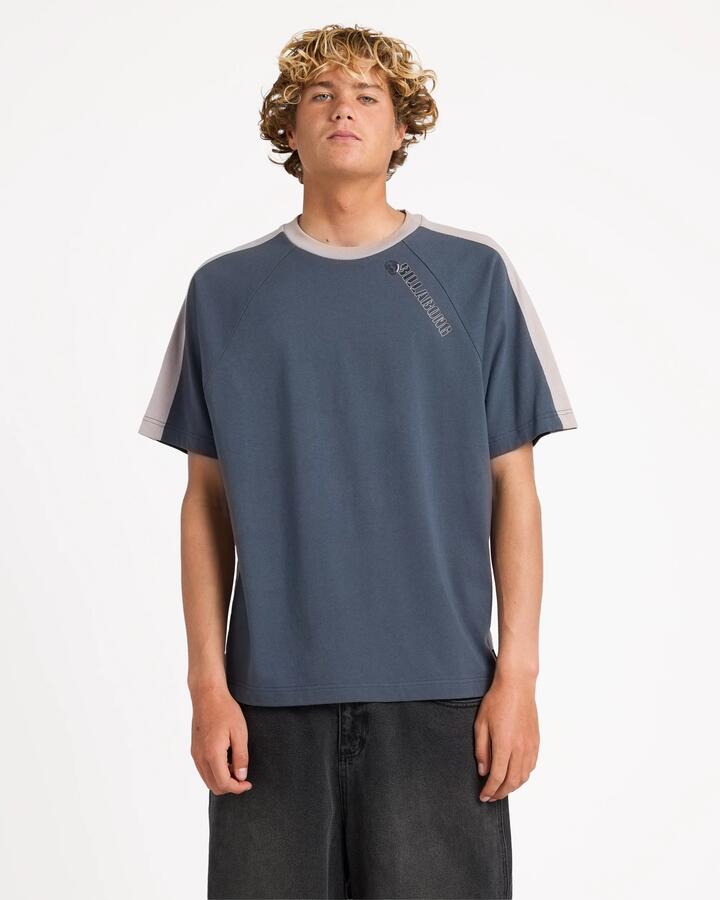 Image of T-Shirts. Product name - Billabong Mens Spec 73 Iconic T-Shirt Dirt Navy in Dirt Navy colour by brand - Billabong