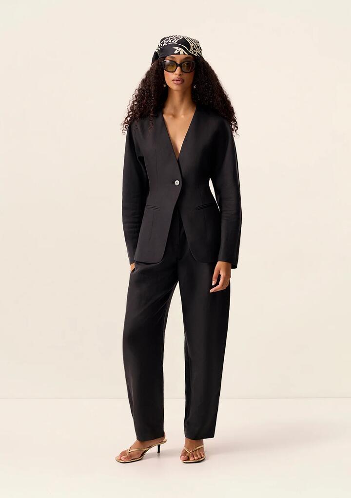 Image of a model wearing Outerwear. Productname: Cecilia Blazer in Black colour by brand - MOS The Label